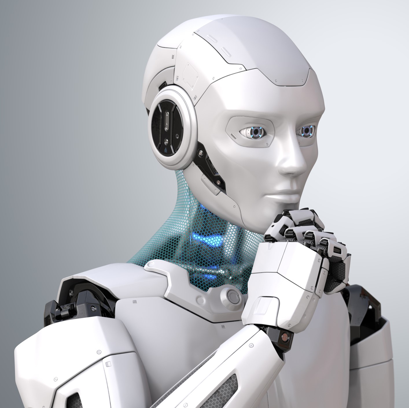 Thinking robot. Clipping path included. 3D illustration